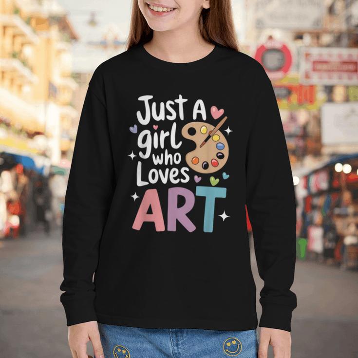 Just a Girl Who Loves Art Cute Back To School Kids Girls Youth Long Sleeve Tee Just a Girl Who Loves Art Cute Back To School Kids Girls Youth Long Sleeve Tee