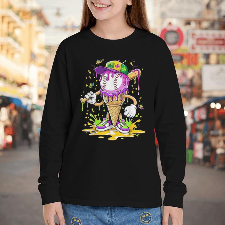 Kids Baseball Drip Ice Cream Apparel Kids Boys Mardi Gras Youth Long Sleeve Tee Kids Baseball Drip Ice Cream Apparel Kids Boys Mardi Gras Youth Long Sleeve Tee