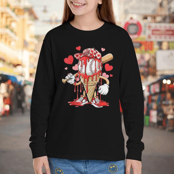 Kids Baseball Drip Ice Cream Apparel Kids Boys Valentine Youth Long Sleeve Tee Kids Baseball Drip Ice Cream Apparel Kids Boys Valentine Youth Long Sleeve Tee