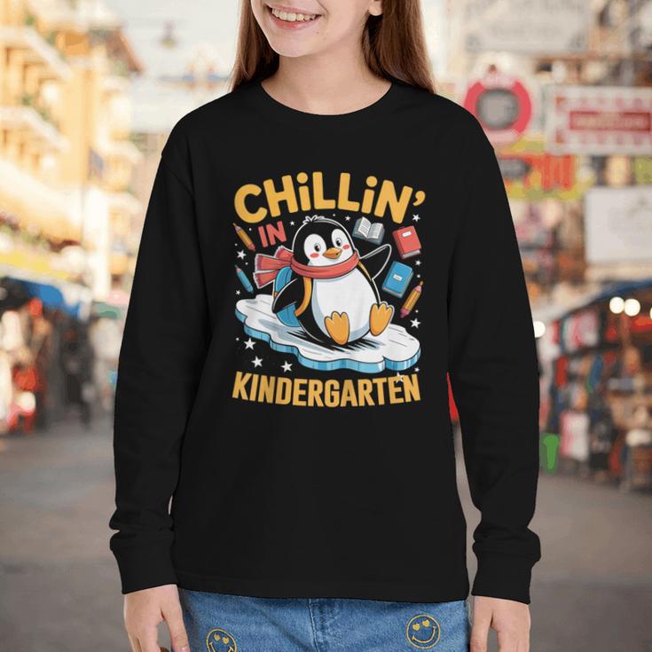 Kids Chillin In Kindergarten Penguin Student Back To School Boys Youth Long Sleeve Tee Kids Chillin In Kindergarten Penguin Student Back To School Boys Youth Long Sleeve Tee