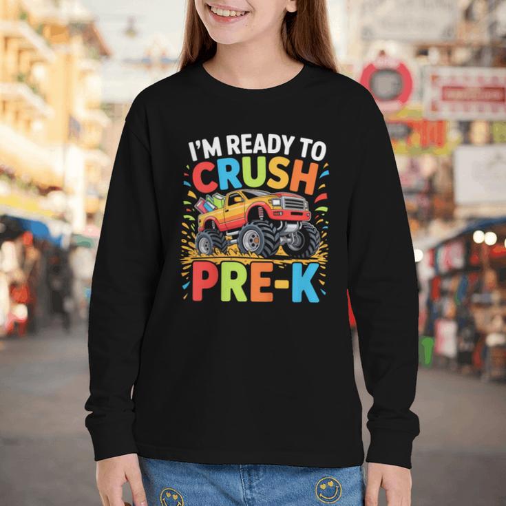 Kids I'm Ready To Crush Pre-K Shirt Back To School PreK Boy Youth Long Sleeve Tee