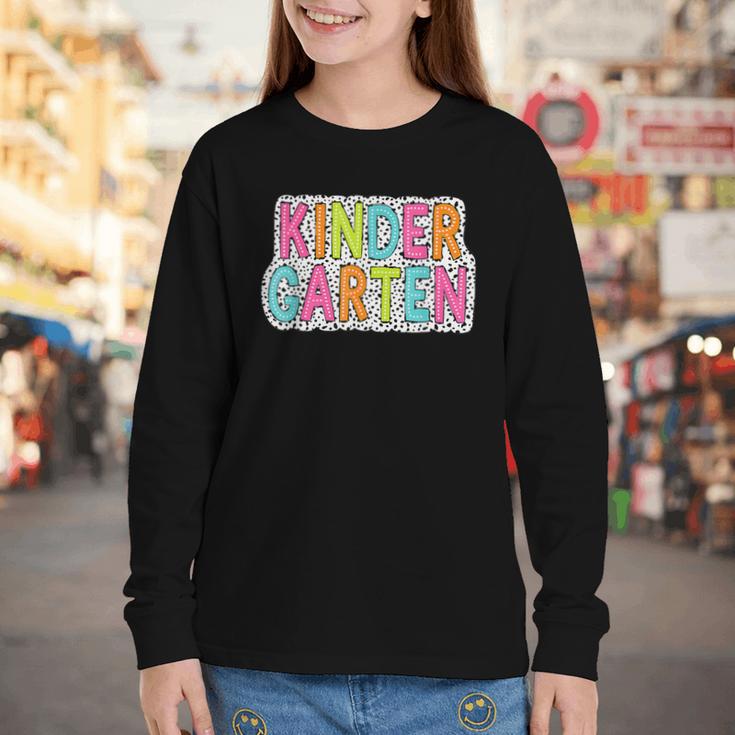 Kindergarten Dalmatian Dots Dream Team Back To School Youth Long Sleeve Tee Kindergarten Dalmatian Dots Dream Team Back To School Youth Long Sleeve Tee