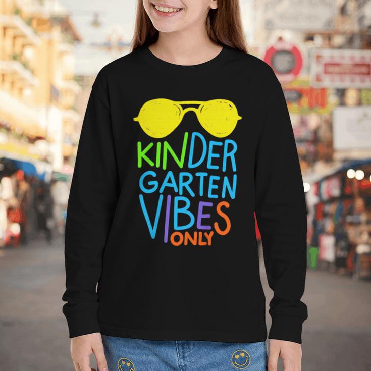 Kindergarten Vibes Only Glow Sunglasses Back To School Youth Long Sleeve Tee Kindergarten Vibes Only Glow Sunglasses Back To School Youth Long Sleeve Tee