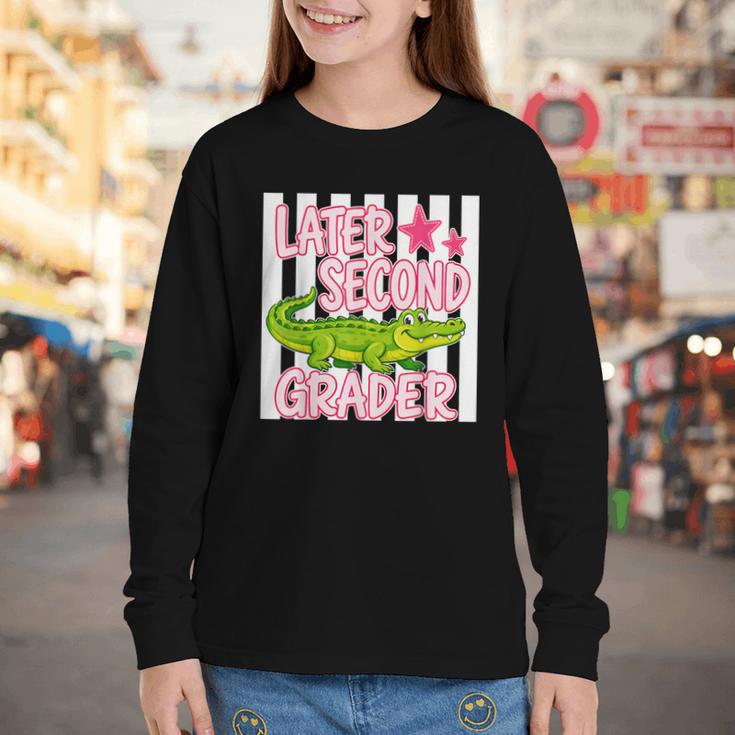 Later Second Grader Cute Alligator Back To School Graduation Youth Long Sleeve Tee Later Second Grader Cute Alligator Back To School Graduation Youth Long Sleeve Tee