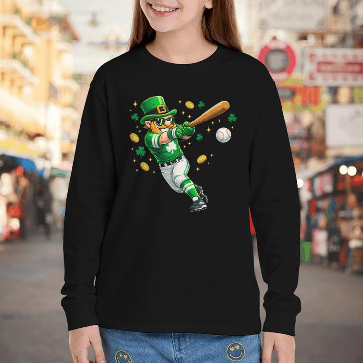 Leprechaun Play Baseball St Patrick's Day Men Kid Boys Youth Long Sleeve Tee Leprechaun Play Baseball St Patrick's Day Men Kid Boys Youth Long Sleeve Tee
