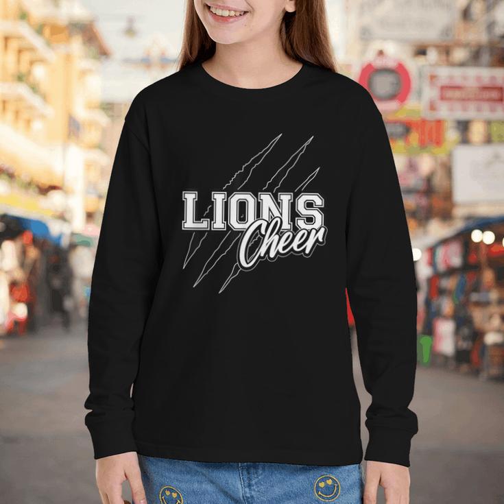 Lions Cheer Back To School Cheerleading Team Spirit Youth Long Sleeve Tee Lions Cheer Back To School Cheerleading Team Spirit Youth Long Sleeve Tee