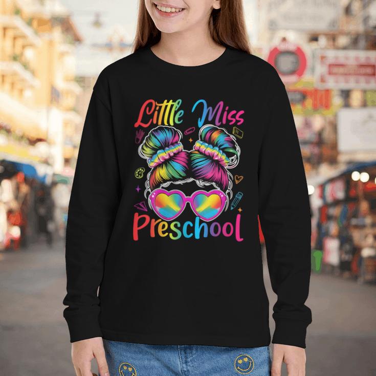 Little Miss Preschool Messy Bun Back To School Girl Women Youth Long Sleeve Tee Little Miss Preschool Messy Bun Back To School Girl Women Youth Long Sleeve Tee