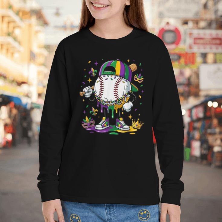 Mardi Gras Ice Cream Drip Baseball Carnival Party Mask Boys Youth Long Sleeve Tee Mardi Gras Ice Cream Drip Baseball Carnival Party Mask Boys Youth Long Sleeve Tee