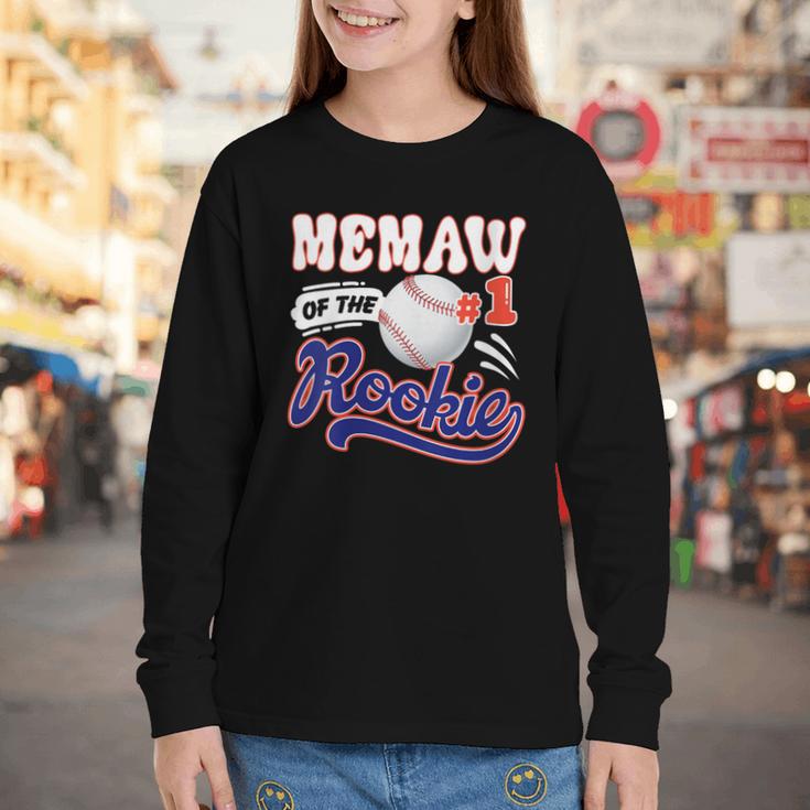 Memaw Rookie Of Year 1st Birthday Baseball Theme Matching Youth Long Sleeve Tee
