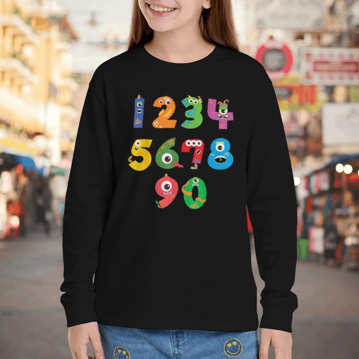Monster Numbers Learning Cute Numbers 0-9 Back To School Youth Long Sleeve Tee Monster Numbers Learning Cute Numbers 0-9 Back To School Youth Long Sleeve Tee
