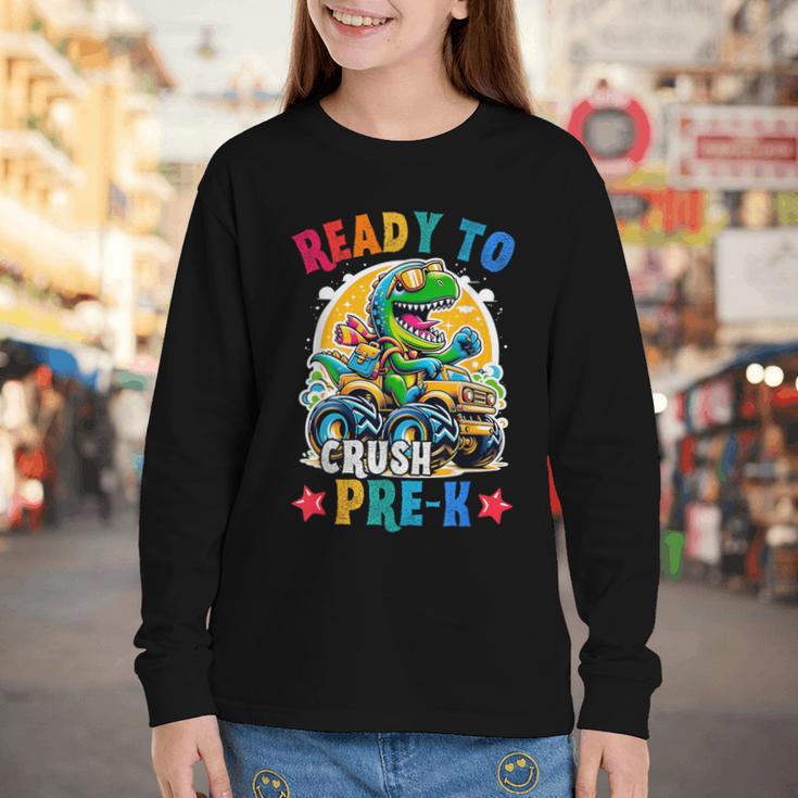 Monster Truck Dinosaur Boys Back To School Crush Pre-k Kids Youth Long Sleeve Tee Monster Truck Dinosaur Boys Back To School Crush Pre-k Kids Youth Long Sleeve Tee