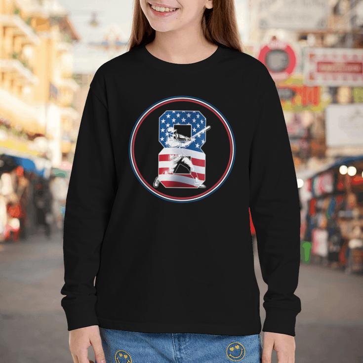 Number 8 Years Baseball 8TH Birthday Youth Long Sleeve Tee