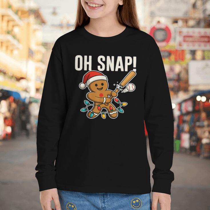 Oh Snap Gingerbreadman Christmas Baseball Humor Youth Long Sleeve Tee Oh Snap Gingerbreadman Christmas Baseball Humor Youth Long Sleeve Tee