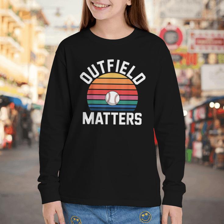 Outfield Matters Baseball Outfielder Athlete Sports Youth Long Sleeve Tee Outfield Matters Baseball Outfielder Athlete Sports Youth Long Sleeve Tee