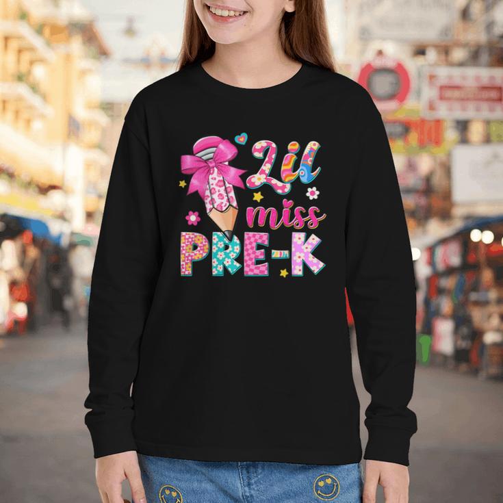 Pencil Bow Lil Miss Pre-K Pre-K Back To School Youth Long Sleeve Tee
