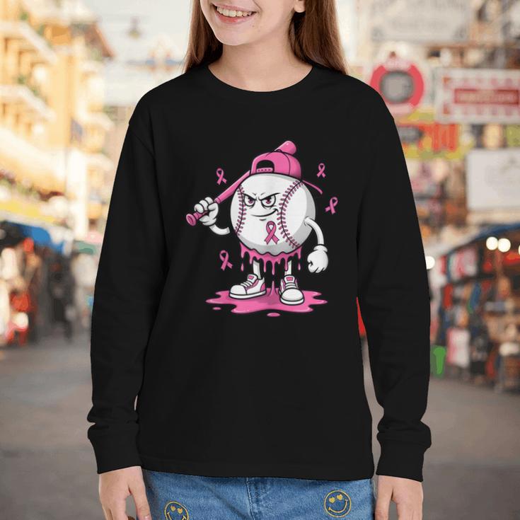 Pink Ribbon Baseball Breast Cancer Awareness Youth Long Sleeve Tee Pink Ribbon Baseball Breast Cancer Awareness Youth Long Sleeve Tee