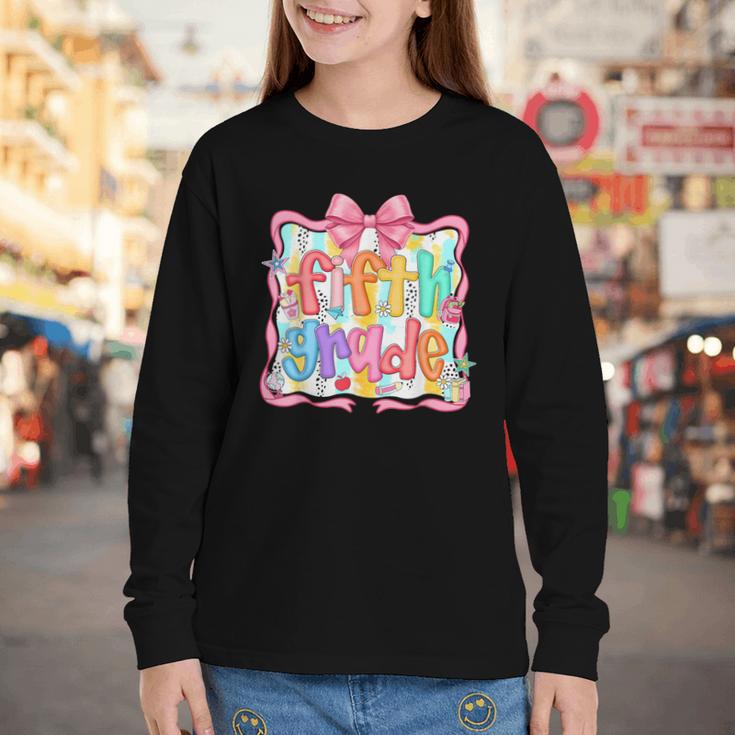 Preppy Back To School Fifth Grade Coquette Bow Women Girl Youth Long Sleeve Tee Preppy Back To School Fifth Grade Coquette Bow Women Girl Youth Long Sleeve Tee