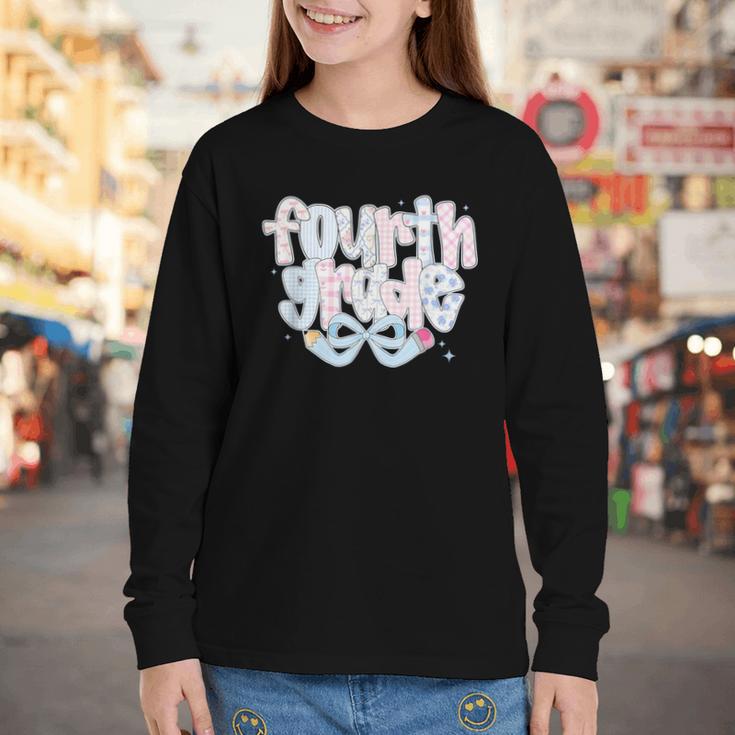 Preppy Fourth Grade Back To School Coquette 4th Grade Youth Long Sleeve Tee
