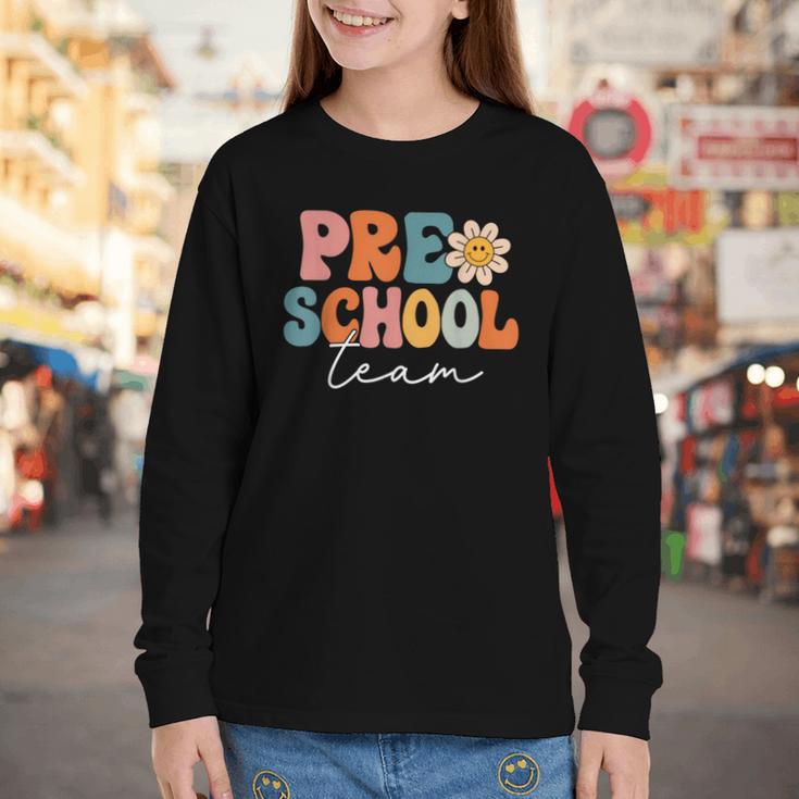 Preschool Team Retro Groovy Vintage Back To School Pre-K Youth Long Sleeve Tee Preschool Team Retro Groovy Vintage Back To School Pre-K Youth Long Sleeve Tee