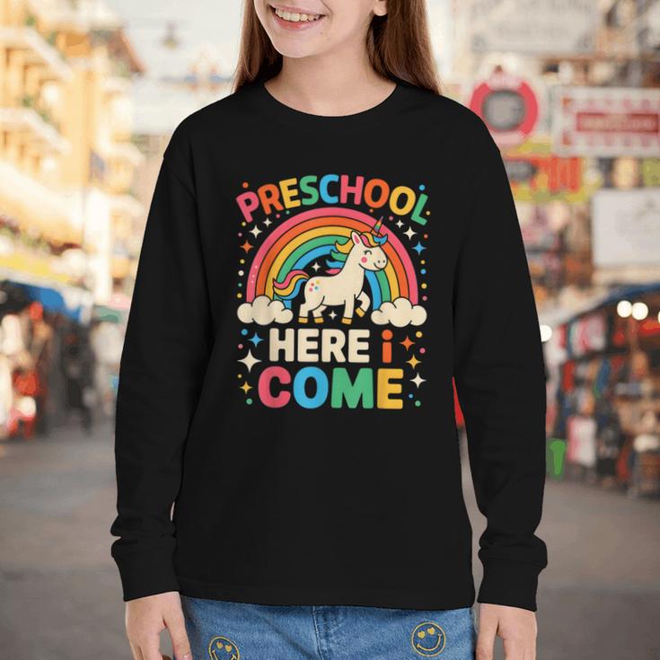Preschool Here I Come Unicorn Back To School Preschool Girls Youth Long Sleeve Tee Preschool Here I Come Unicorn Back To School Preschool Girls Youth Long Sleeve Tee