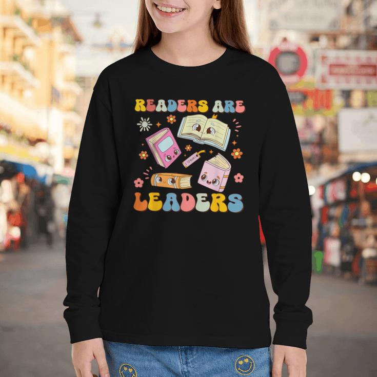 Readers Are Leaders Book Lover Back To School Groovy Girls Youth Long Sleeve Tee