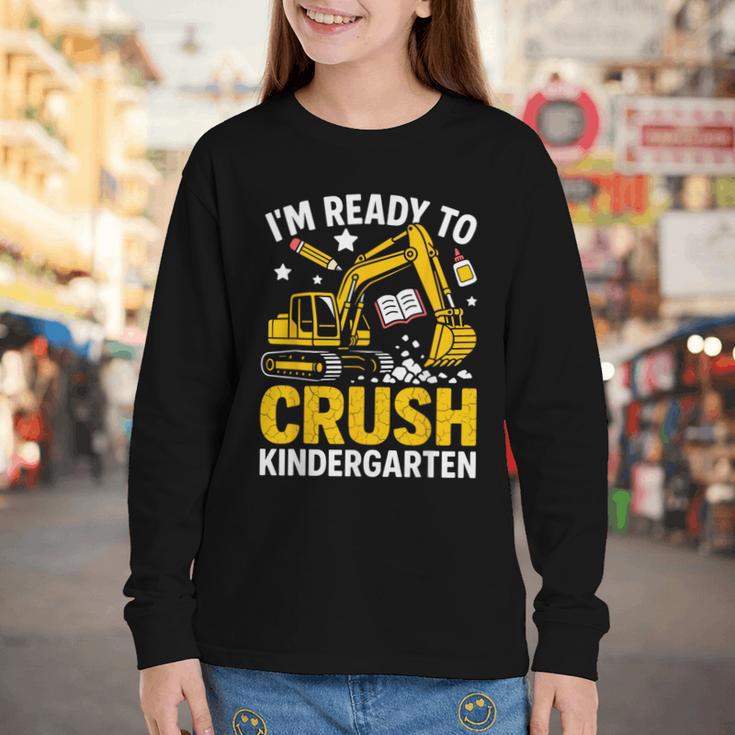 Im Ready To Crush Kindergarten Boys Back To School Youth Long Sleeve Tee Im Ready To Crush Kindergarten Boys Back To School Youth Long Sleeve Tee