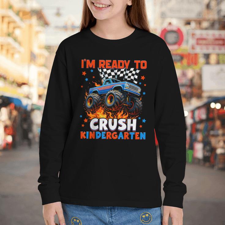Ready To Crush Kindergarten Monster Truck Back To School Boy Youth Long Sleeve Tee Ready To Crush Kindergarten Monster Truck Back To School Boy Youth Long Sleeve Tee