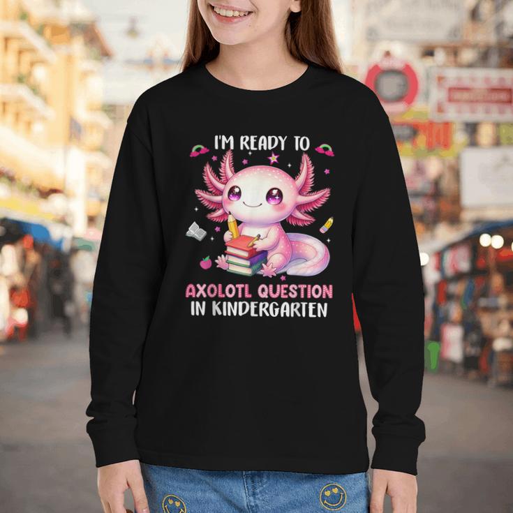 Ready To Kindergarten Axolotl Questions Back To School Girls Youth Long Sleeve Tee Ready To Kindergarten Axolotl Questions Back To School Girls Youth Long Sleeve Tee