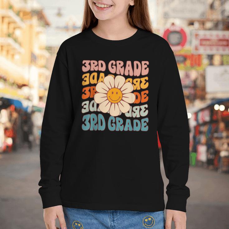 Retro 3rd Grade Daisy Colorful Back To School Third Grade Youth Long Sleeve Tee