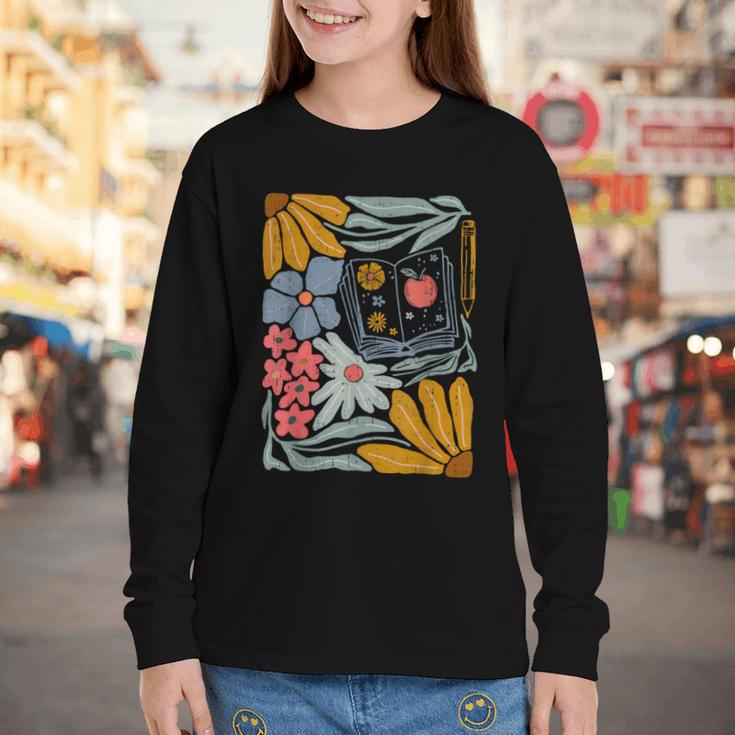 Retro Boho Flower Floral Back To School First Day Of School Youth Long Sleeve Tee Retro Boho Flower Floral Back To School First Day Of School Youth Long Sleeve Tee