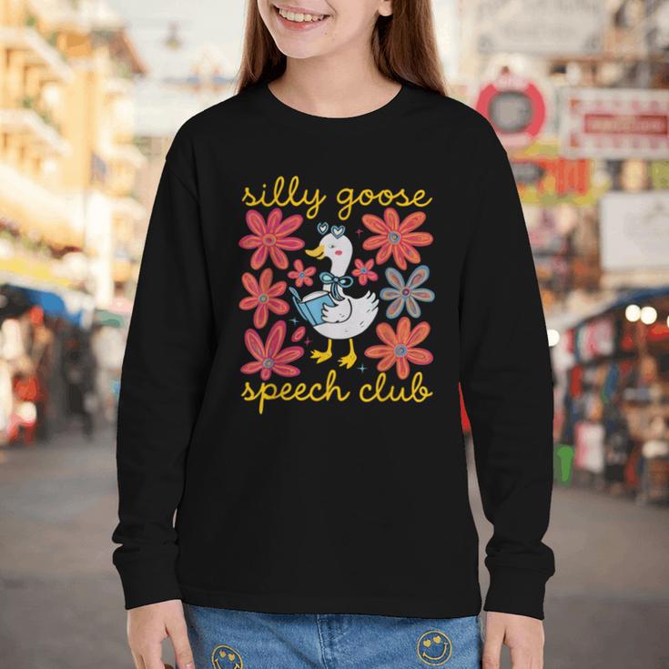 Retro Silly Goose Speech Therapy SLP Back To School Youth Long Sleeve Tee Retro Silly Goose Speech Therapy SLP Back To School Youth Long Sleeve Tee
