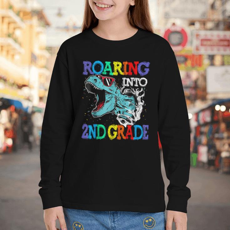 Roaring Into 2Nd Grade DinosaurRex Back To School Youth Long Sleeve Tee Roaring Into 2Nd Grade DinosaurRex Back To School Youth Long Sleeve Tee