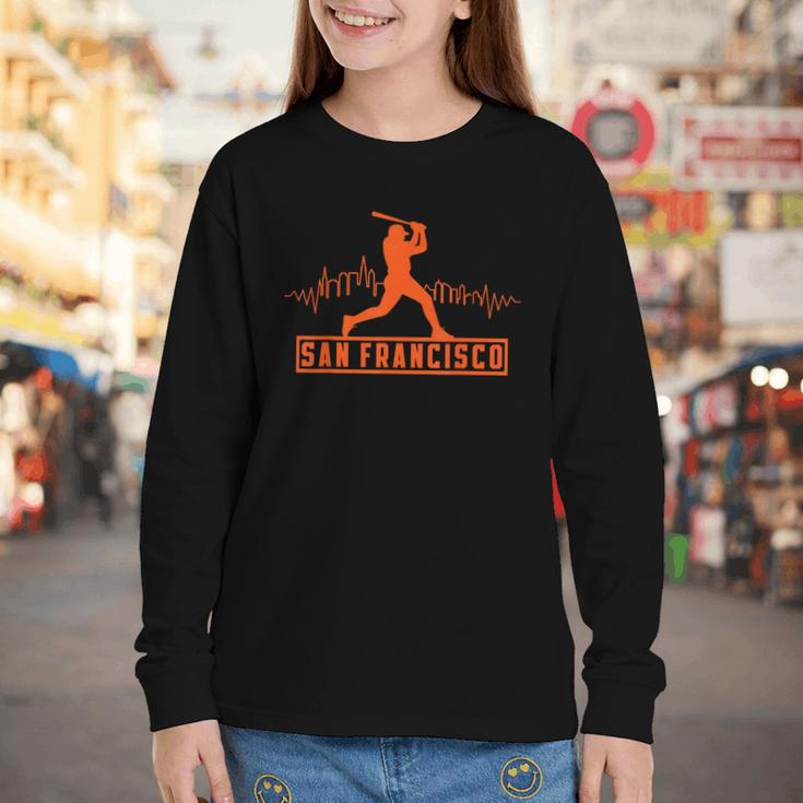 San Francisco Lovers Skyline Retro Baseball Heartbeat Men Youth Long Sleeve Tee San Francisco Lovers Skyline Retro Baseball Heartbeat Men Youth Long Sleeve Tee