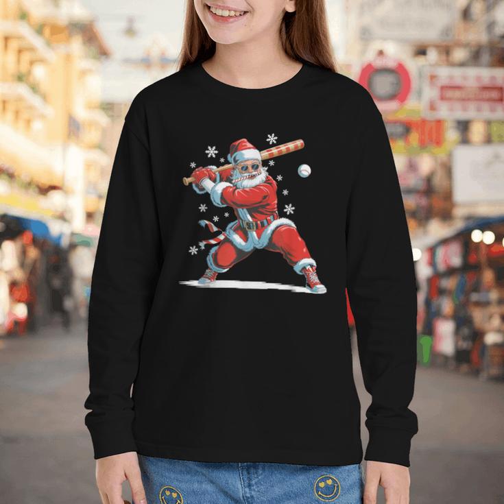 Santa Playing Baseball Christmas Candy Cane Fun Xmas Holiday Youth Long Sleeve Tee Santa Playing Baseball Christmas Candy Cane Fun Xmas Holiday Youth Long Sleeve Tee