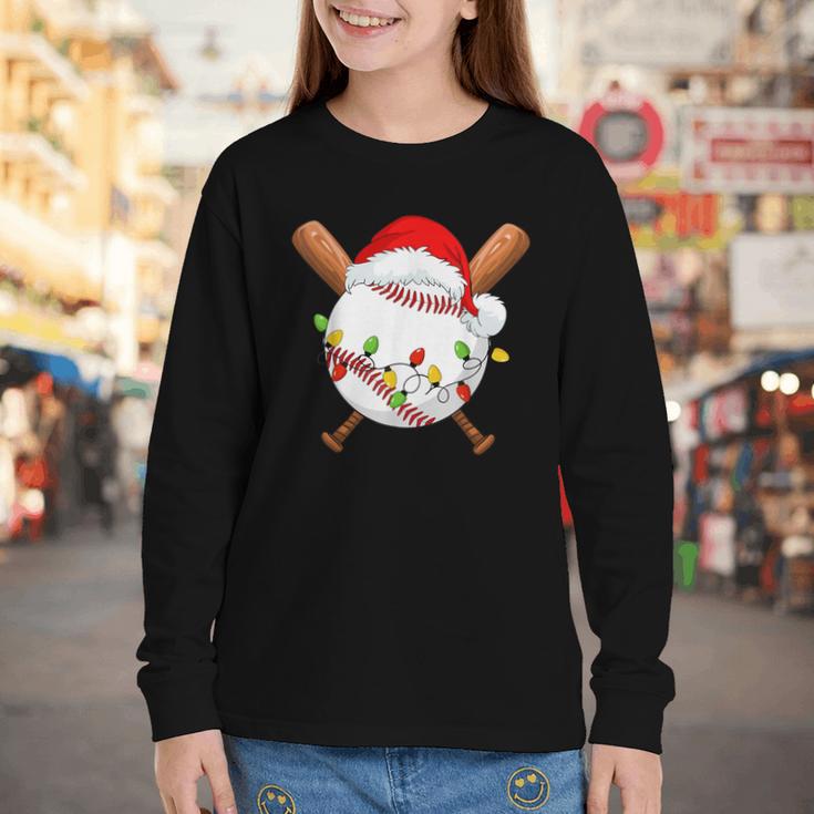 Santa Sports For Men Boys Christmas Baseball Player Youth Long Sleeve Tee