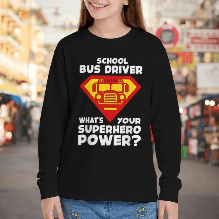 School Bus Driver Superhero Back To School Youth Long Sleeve Tee