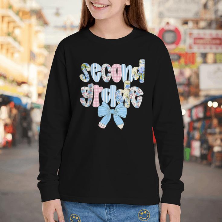 Second Grade Coquette Bow Pencil First Day Back To School Youth Long Sleeve Tee Second Grade Coquette Bow Pencil First Day Back To School Youth Long Sleeve Tee