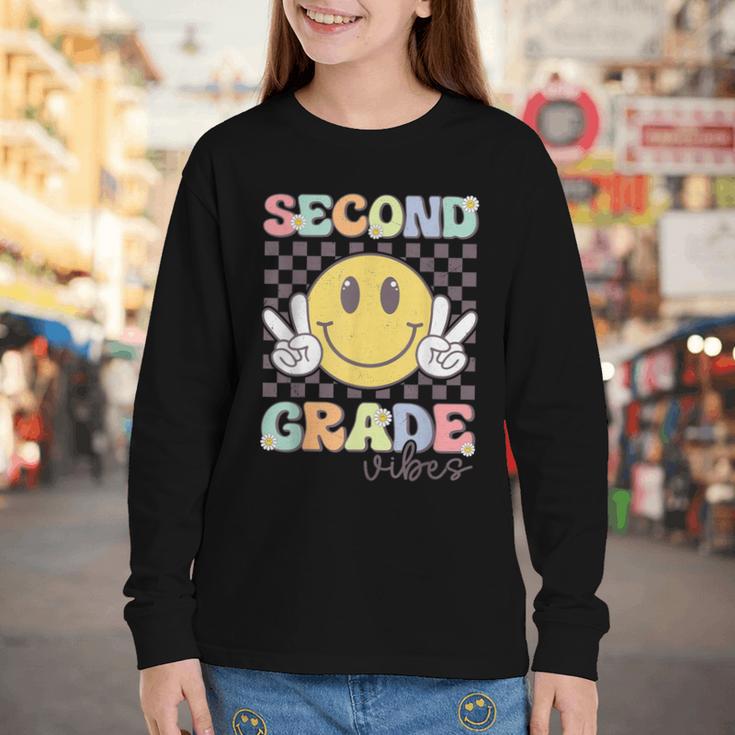Second Grade Vibes Smile Face 2nd Grade Team Back To School Youth Long Sleeve Tee Second Grade Vibes Smile Face 2nd Grade Team Back To School Youth Long Sleeve Tee