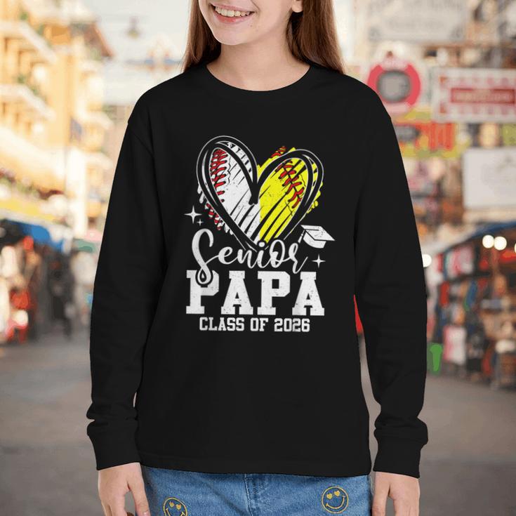 Senior Papa Class Of 2026 Baseball Softball Graduation Heart Youth Long Sleeve Tee Senior Papa Class Of 2026 Baseball Softball Graduation Heart Youth Long Sleeve Tee