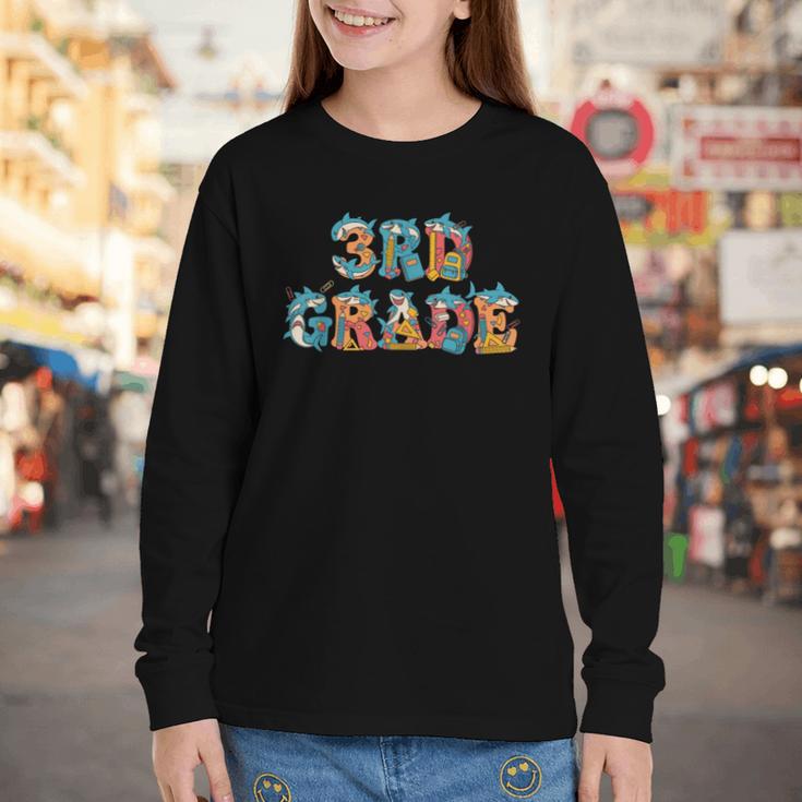 Shark Third Grade Back To School Kids Boys Girls Youth Long Sleeve Tee Shark Third Grade Back To School Kids Boys Girls Youth Long Sleeve Tee