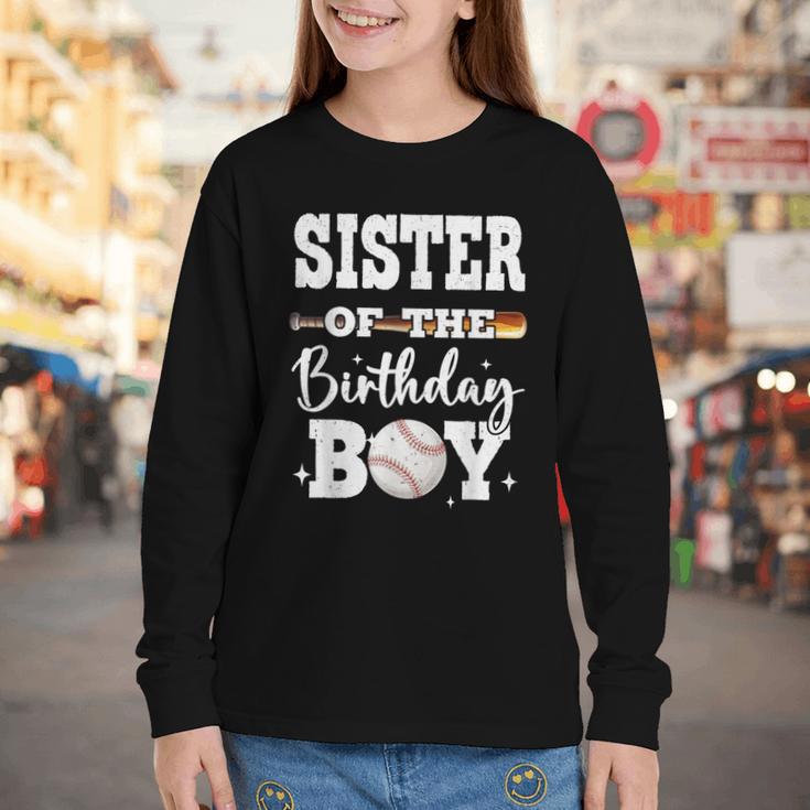 Sister Of The Birthday Boy Baseball Bday Family Youth Long Sleeve Tee