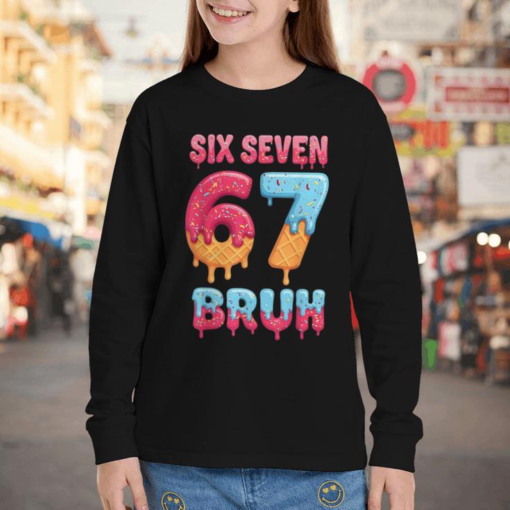 Six Seven Bruh 67 Ice Cream Drip Baseball For Men Women Kids Youth Long Sleeve Tee Six Seven Bruh 67 Ice Cream Drip Baseball For Men Women Kids Youth Long Sleeve Tee