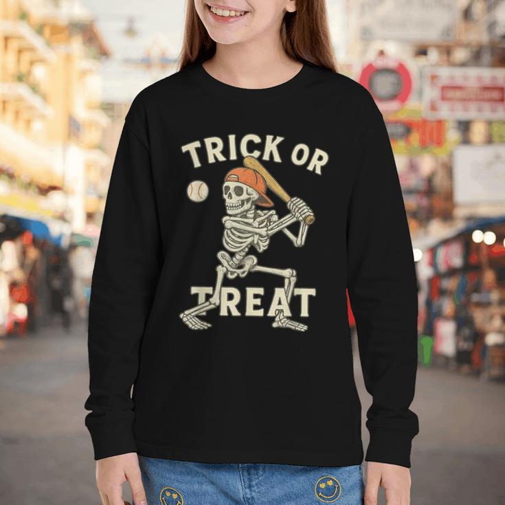 Skeleton Baseball Halloween Costume Men Boys Kids Tee Youth Long Sleeve Tee
