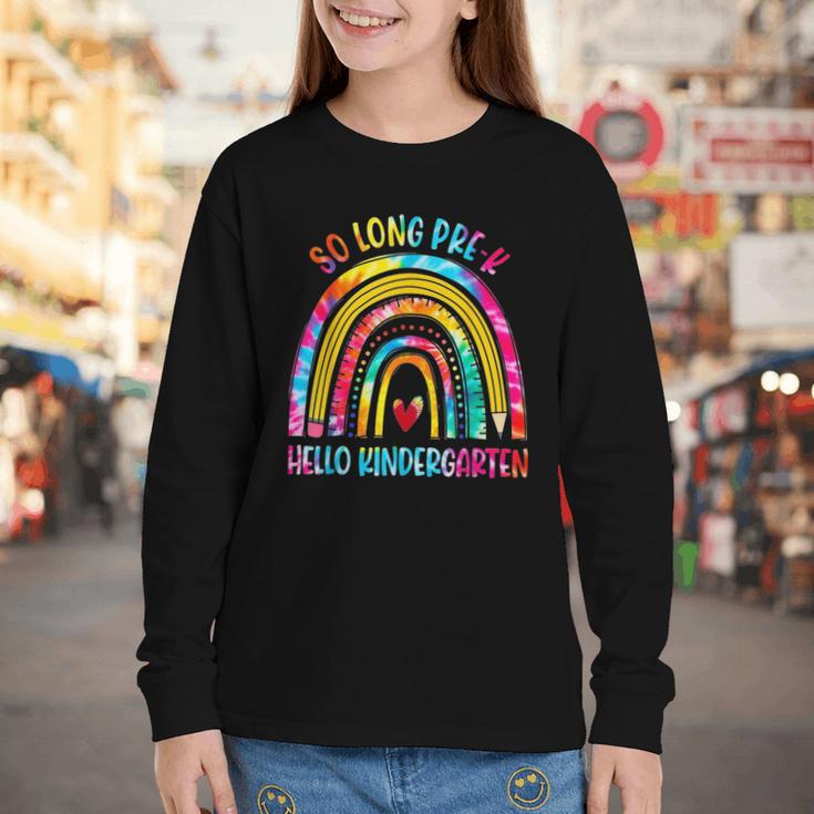 So Long Pre-K Hello Kindergarten Rainbow Back To School Youth Long Sleeve Tee So Long Pre-K Hello Kindergarten Rainbow Back To School Youth Long Sleeve Tee