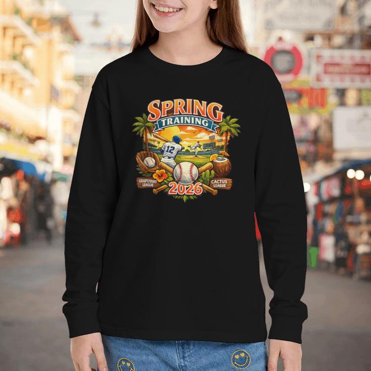 Spring Training 2026 Baseball Vintage Sunset Youth Long Sleeve Tee