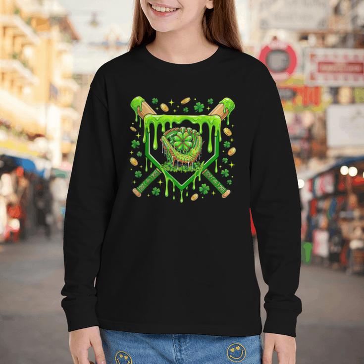 St Patricks Day Baseball Ice Cream Shamrock Baseball Player Youth Long Sleeve Tee St Patricks Day Baseball Ice Cream Shamrock Baseball Player Youth Long Sleeve Tee