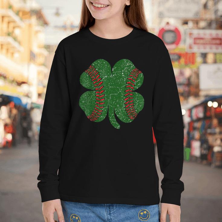 St Patricks Day Shamrock Baseball Saint Paddy's Youth Long Sleeve Tee
