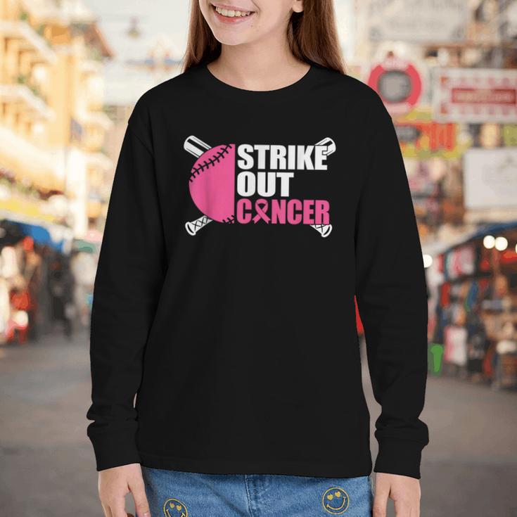 Strike Out Cancer Breast Cancer Awareness Baseball Warrior Youth Long Sleeve Tee Strike Out Cancer Breast Cancer Awareness Baseball Warrior Youth Long Sleeve Tee