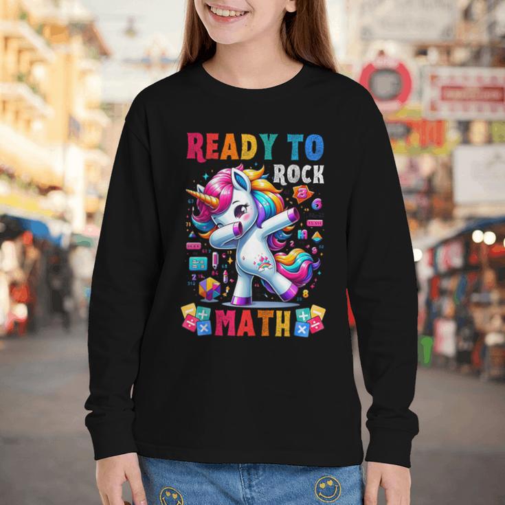 Student Back To School Math Squad Kids Girls Smarter Unicorn Youth Long Sleeve Tee