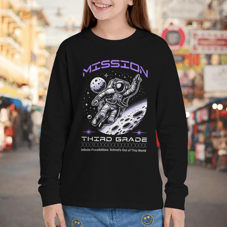 Third Grade Back To School Space Rocket Astronaut Youth Long Sleeve Tee